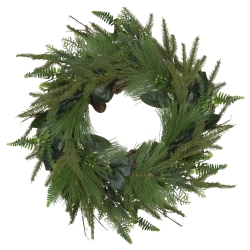 NORTHLIGHT Long Needle Pine And Mixed Foliage Artificial Christmas Wreath, 25-Inch, Unlit