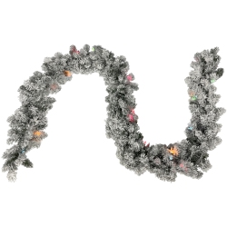 NORTHLIGHT 9' X 10" Pre-Lit Flocked Madison Pine Artificial Christmas Garland, Multi Lights