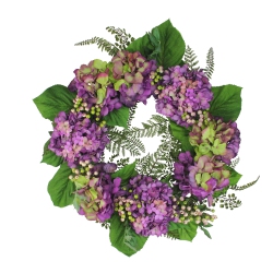 SELECT ARTIFICIALS Hydrangea And Berry Artificial Floral Wreath 24-Inch In Purple