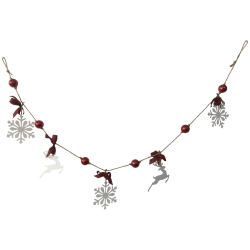 NORTHLIGHT 4.25' Snowflake And Reindeer Christmas Garland With Ball Ornaments - Unlit