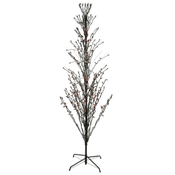 NORTHLIGHT 9' Pre-Lit Black Cascade Outdoor Halloween Twig Tree Lights In Orange