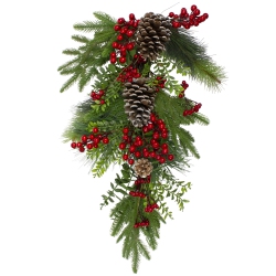 NORTHLIGHT 28" Berry Pine And Eucalyptus Artificial Teardrop Christmas Swag - Unlit