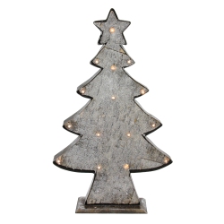 DIVA AT HOME 26.5" Rustic And Gray Led Lighted Christmas Tree Tabletop Decor In Brown