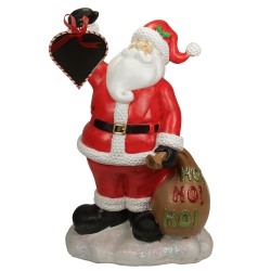 NORTHLIGHT 19" Santa Holding Toy Sack And Blackboard Christmas Statue In Red