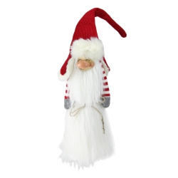 NORTHLIGHT 35" And White Christmas Slim Santa Gnome With White Fur Suit And Hat In Red