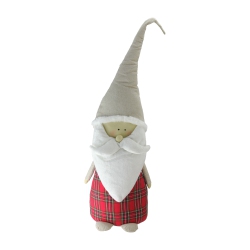 NORTHLIGHT 19" And White Plaid Blushing Santa Gnome Tabletop Decor In Red