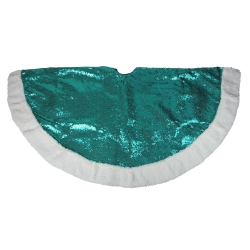 NORTHLIGHT 47" And White Paillette Sequins Christmas Tree Skirt In Green