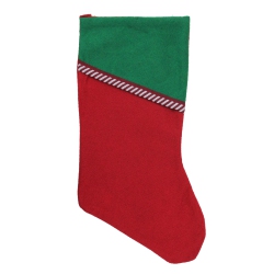 ST. NICK'S CHOICE 18" And Green Felt Christmas Stocking With Striped Trim In Red