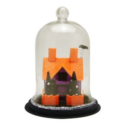 MIDWEST 9.75" Color Changing Led Spooky House With A Bat On The Roof Decorative Halloween Cloche