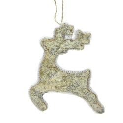 GALLERIE II 5.5" Leaping Reindeer Silhouette Glittered Wood Christmas Ornament