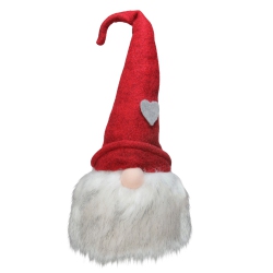 NORTHLIGHT 21 Gnome With Bendable Felt Hat With Grey Heart Accent Christmas Decoration In Red