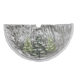 DYNO 48" Gray And Traditional Trees Embossed Christmas Tree Skirt In Green