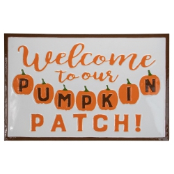 NORTHLIGHT 20.25" And White "welcome to Our Pumpkin Patch" Autumn Metal Wall Decor In Orange