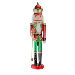 NORTHLIGHT 24" And Green Wooden Christmas Nutcracker King With Scepter In Red