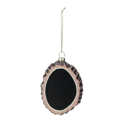MELROSE 4.25" Black And Oval Chalkboard Tree Stump Glass Christmas Ornament In Brown