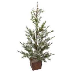 NORTHLIGHT 28" Potted Frosted Pine Artificial Christmas Tree - Unlit