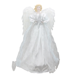 ROMAN 22" And Silver Glitter Angel With Star Hanging Christmas Decoration In White