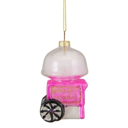 NORTHLIGHT 3.25" Pink, White, And Cotton Candy Machine Glass Christmas Ornament In Gold