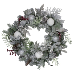 NORTHLIGHT Frosted Cedar And Berries Artificial Christmas Wreath - 24-Inch, Unlit