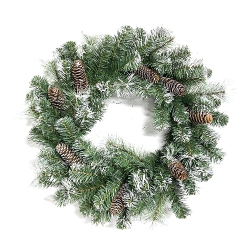 NORTHLIGHT 24" Pre-Lit Artificial Frosted Pine And Pine Cone Christmas Wreath
