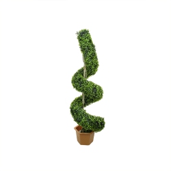 NORTHLIGHT 56" Potted Two-Tone Artificial Boxwood Spiral Topiary Tree