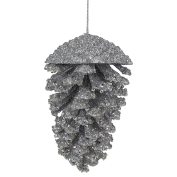 NORTHLIGHT 5" Glitter And Sequins Pine Cone Christmas Ornament In Silver