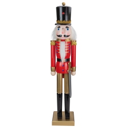 NORTHLIGHT 36" And Gold Christmas Soldier Nutcracker With Sword In Red
