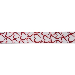NORTHLIGHT White And Glitter Hearts Valentine's Wi Craft Ribbon 2.5" X 10 Yards In Red
