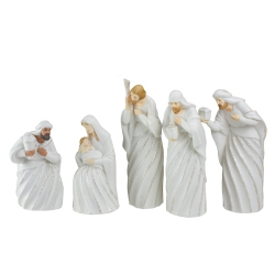 ROMAN 5PC Good Tidings Holy Family & Wise Men Porcelain Christmas Nativity Figure Set