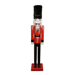 NORTHLIGHT 5' Commercial Size Wooden And Black Christmas Nutcracker Soldier In Red