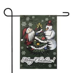 NORTHLIGHT Merry Christmas Santa And A Snowman Garden Flag 12.5" X 18