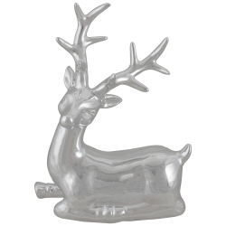 NORTHLIGHT 10" Metallic Sitting Reindeer Christmas Tabletop Decor In Silver