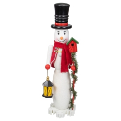 NORTHLIGHT 18" White And Wooden Snowman Christmas Nutcracker In Red