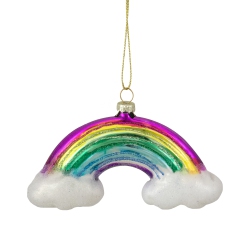 NORTHLIGHT 4.75" Glass Rainbow And Clouds Christmas Ornament