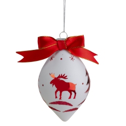 NORTHLIGHT 5" And White Moose Christmas Teardrop Ornament In Red