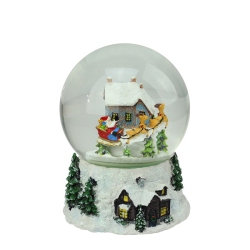 NORTHLIGHT 6.75" Musical And Animated Santa And Reindeer Rotating Christmas Water Globe
