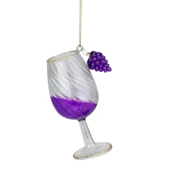 NORTHLIGHT 4.25" Embellished Tipped Wine Glass Christmas Ornament In Purple