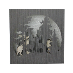 NORTHLIGHT 13.75" Glittered Winter Woodland Deer Christmas Shadow Box Table Decoration