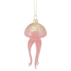 NORTHLIGHT 4.75" Transparent Jellyfish Glass Christmas Ornament In Pink