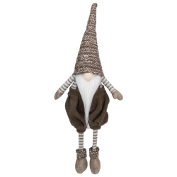 NORTHLIGHT 18.5" Brown And Sitting Tabletop Gnome Christmas Decoration In White