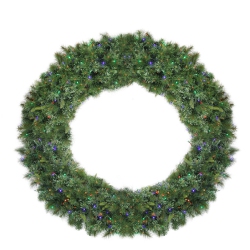 NORTHLIGHT Pre-Lit Ashcroft Cashmere Pine Commercial Artificial Christmas Wreath - 72-Inch, Multi Led Lights