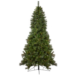 NORTHLIGHT 7.5' Pre-Lit Slim Canyon Pine Half Wall Artificial Christmas Tree - Clear Lights