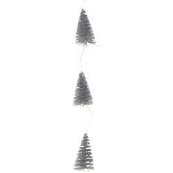 NORTHLIGHT 6.75' Led Lighted B/o Silver Mini Sisal Tree Christmas Garland - Warm Lights In White