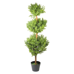 NORTHLIGHT 3.75' Potted Two-Tone Murraya Artificial Triple Ball Topiary Christmas Tree - Unlit