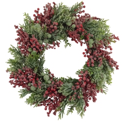 NORTHLIGHT Artificial Frosted Berry And Pine Christmas Wreath, 28-Inch, Unlit In Red