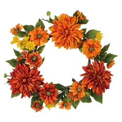 NORTHLIGHT Mums And Daisies Twig Artificial Floral Wreath 22-Inch In Orange