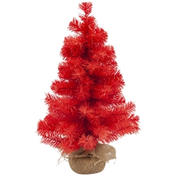NORTHLIGHT 17.5" Scarlett Pine Tree In Natural Jute Base Christmas Decoration In Red