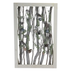 NORTHLIGHT Decorated Standing Birch Branches In Wood Frame Table Or Wall Decoration