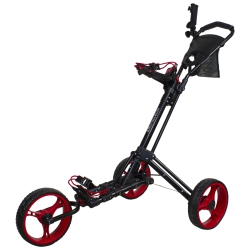 NORTHLIGHT 48" Black And Easy Folding 3 Wheel Golf Bag Push Cart In Red