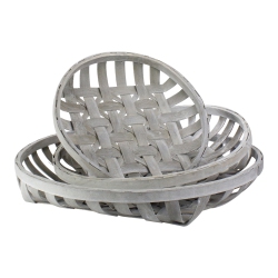 RAZ Set Of 3 Washed Woven Baskets 23.5" In White